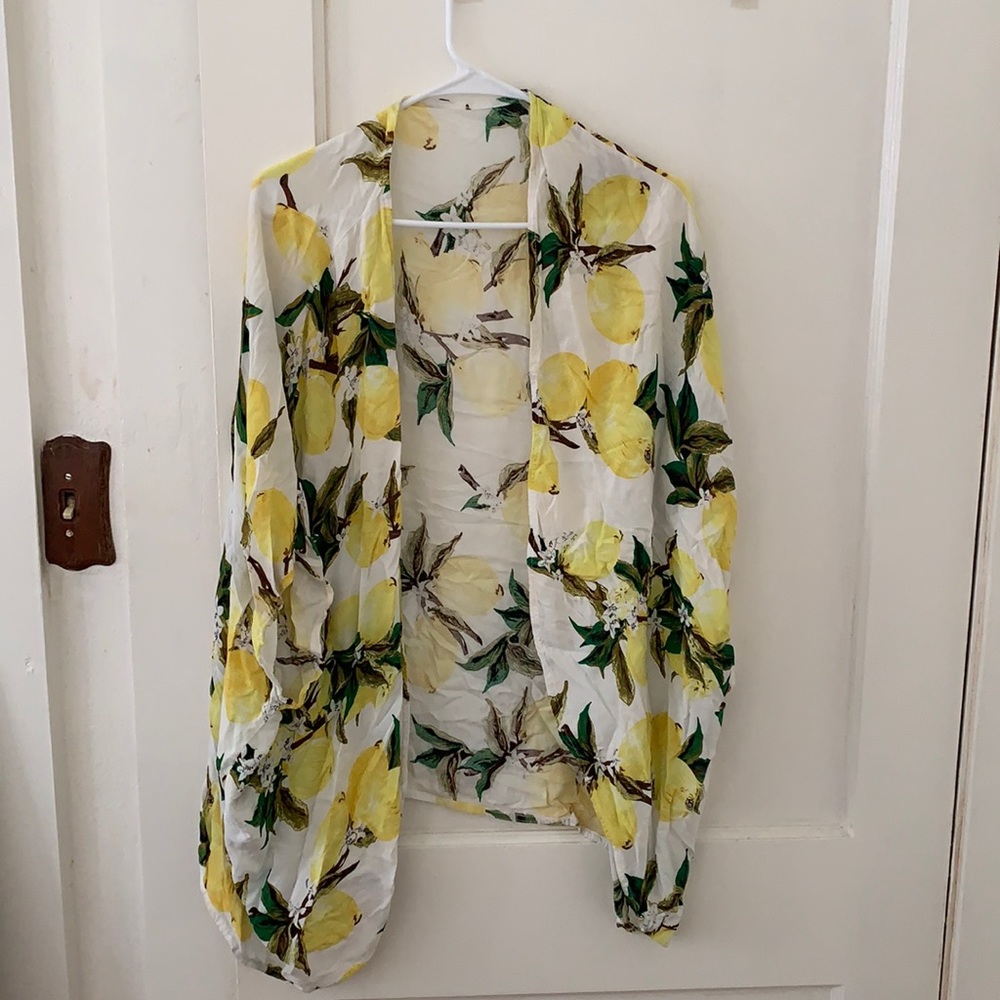 Lemon Printed Kimono/coverup